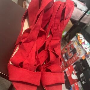 Chic Red Suede Women's Heels